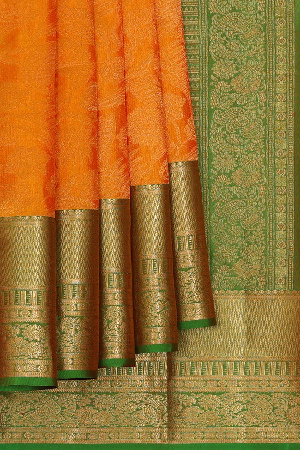 Image of Kanchipattu Orange Brocade Saree